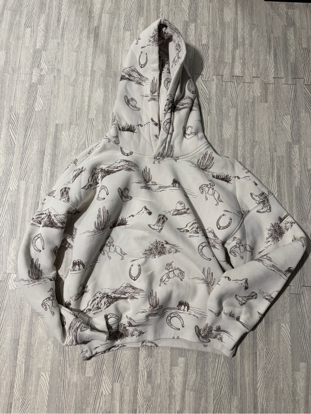 Abercrombie Western Print Cream Hoodie